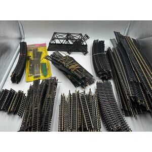 Bulk lot 200+ HO Track Straight Curves All Nickel & 2 Boxes of Accessories